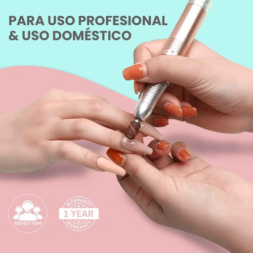 Delanie Corded Electric Nail Drill for Acrylic Nails Gel Nails 35000 RPM, Professional E File Nail Drill Machine, Low Noise, Low Vibration, Low Heat, Rose Gold (Non-Rechargeable)