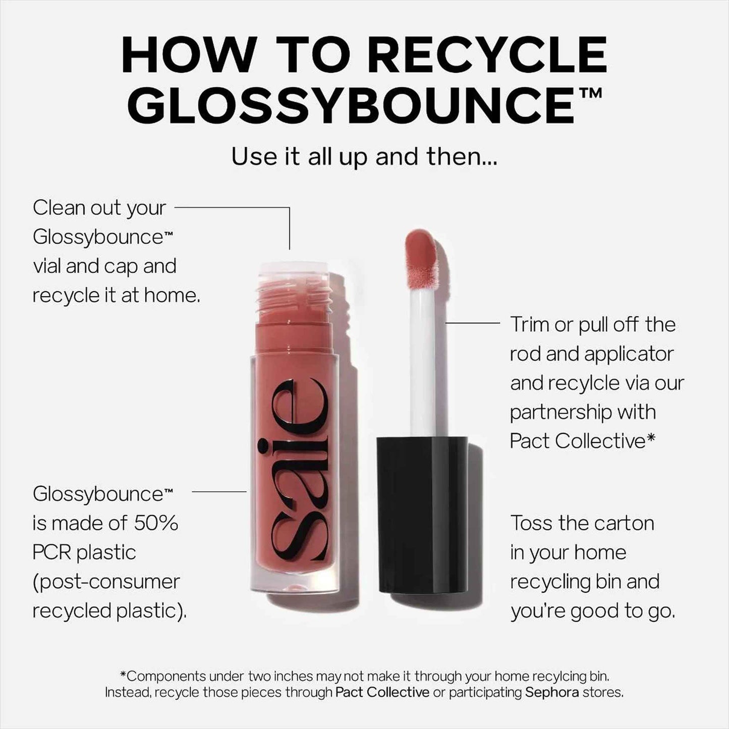 Saie Glossybounce - Hydrating Lip Gloss and Tinted Lip Oil Hybrid with Hyaluronic Acid & Jojoba Oil for Non-Sticky, Ultra-Shiny, Plump & Soft Lips - Everyday Makeup Essential - Burst (.17 oz)