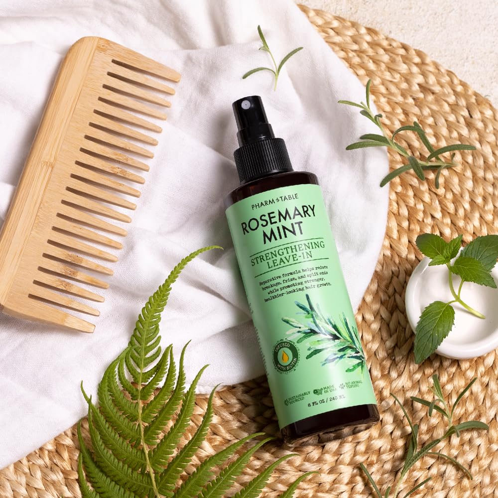 PHARM TO TABLE Rosemary & Mint Leave-In Conditioner - Nourishes, Detangles and Purifies the Scalp, Made With Frizz-Fighting Formula, 8oz