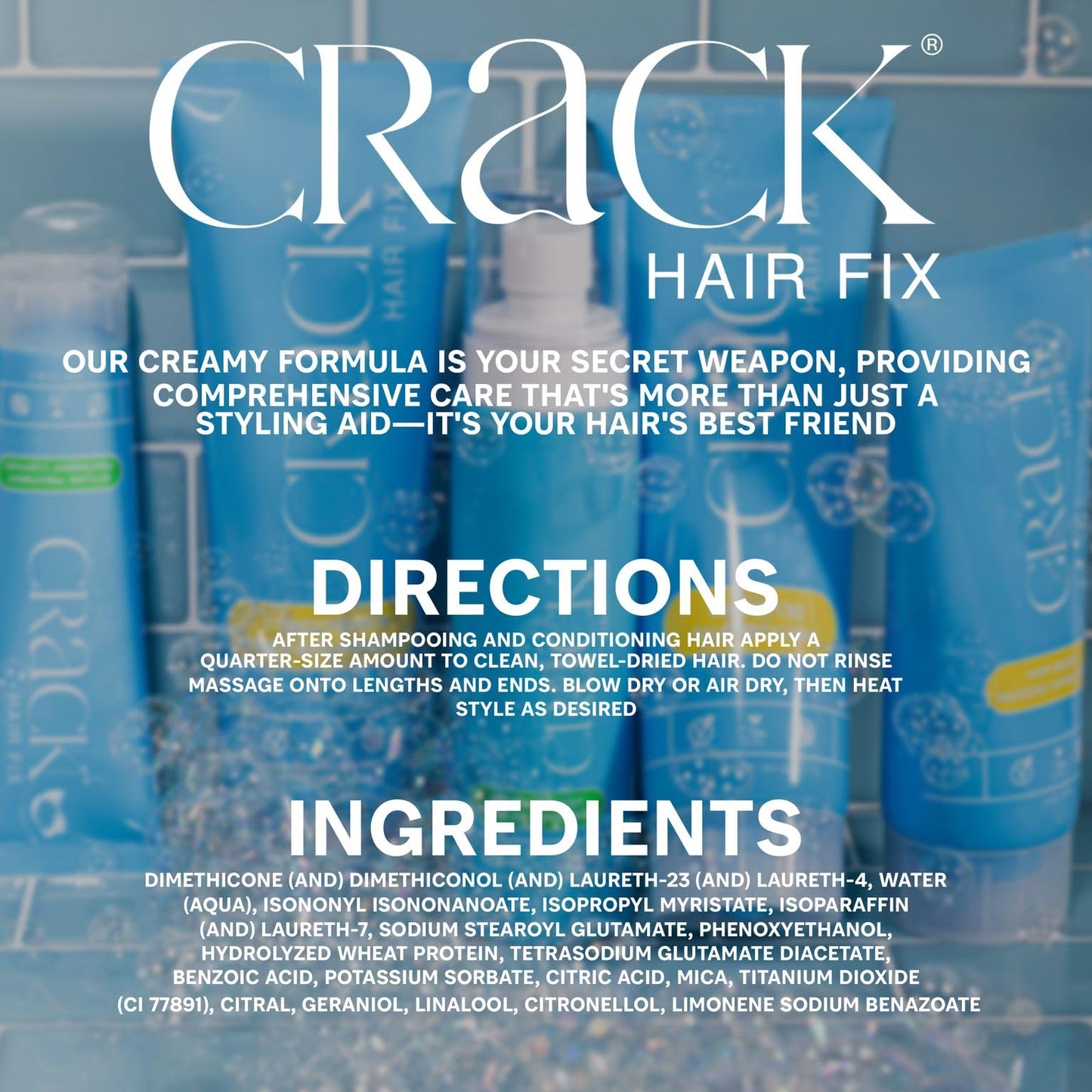 Crack HAIR FIX Styling Creme - Multi-Tasking, Anti-Frizz, Leave-In Styling Aid With Protection from Humidity, Chlorine, Heat Treatments & Sun (2.5 Oz / 75 Milliliter - PACK OF THREE)