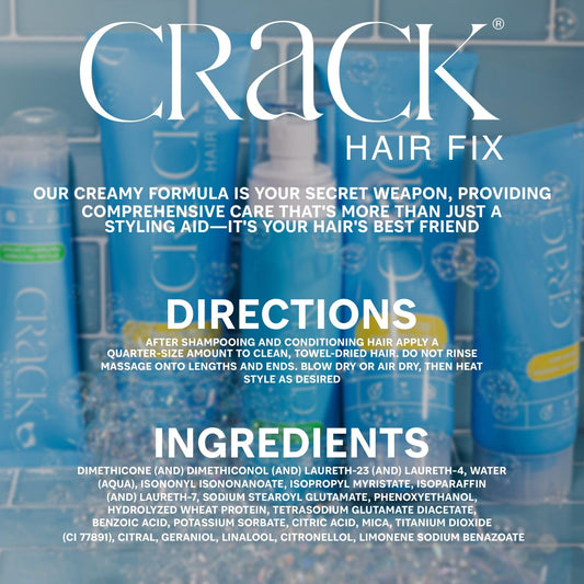 Crack HAIR FIX Styling Creme - Multi-Tasking, Anti-Frizz, Leave-In Styling Aid With Protection from Humidity, Chlorine, Heat Treatments & Sun (2.5 Oz / 75 Milliliter - PACK OF THREE)