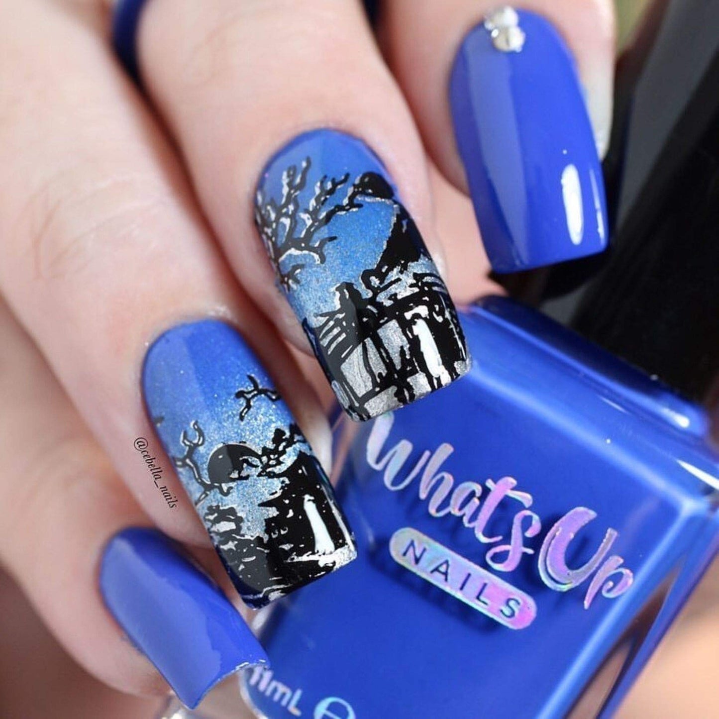 Whats Up Nails - Jay for a Day Stamping Polish Blue Creme Lacquer for Stamped Nail Art Design 7 Free Cruelty Free Vegan