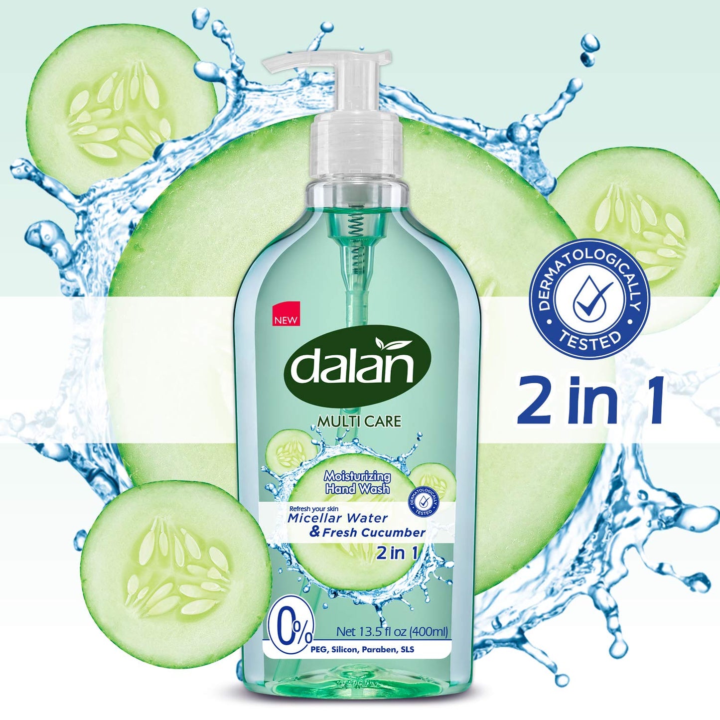 Dalan Fresh Cucumber Multicare Ultra Moisturizing Liquid Hand Soap for Normal and Dry Hands Fresh Clean and Soft Feeling (13.5 Fl Oz / 400 mL (Pack of 1))