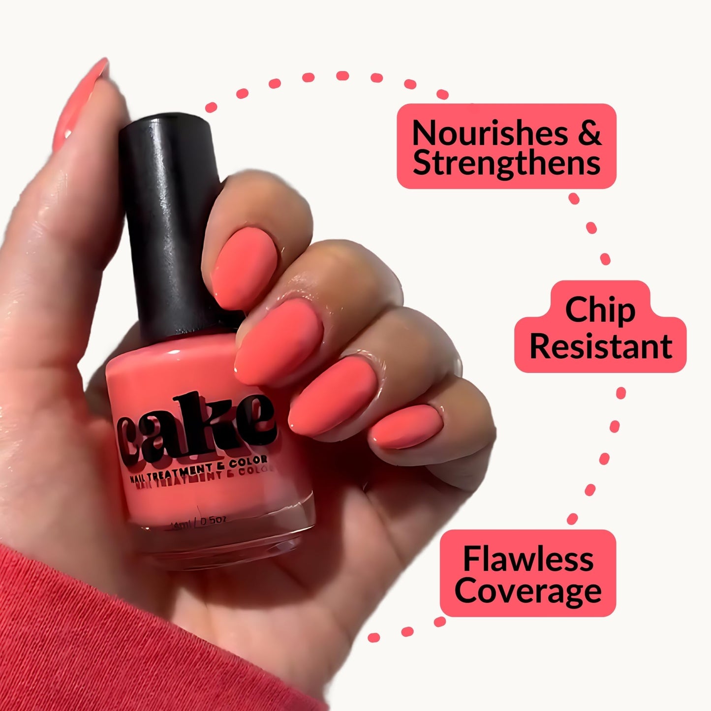 Cake Nailss "Afterglow" (0.5 Fl Oz) Biotin Nail Polish, Free From Harmful Substances, Nutrient-Rich Formula, Strengthening Nail Polish, Non Toxic, Made In The USA (Afterglow)