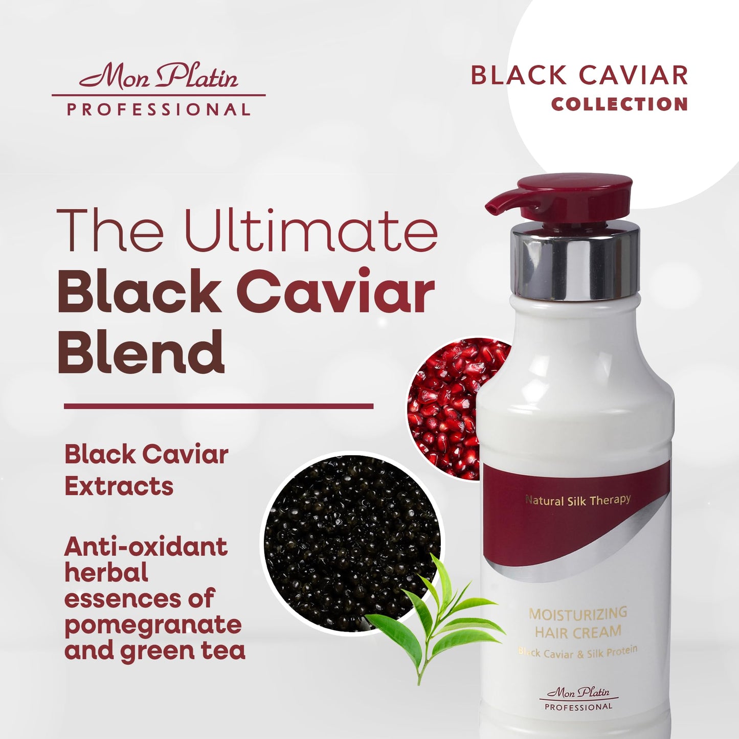 Black Caviar Hair Cream, Luxurious Nourishing Styling Cream for Smooth & Shiny Hair, Ultimate Hair Care, Hair Styling Cream with Silk Protein & Antioxidant Herbal Essences 400ml