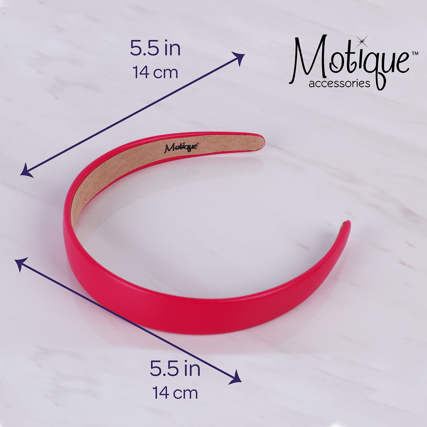 Motique Accessories 1 Inch Vegan Leather Headband for Women and Girls (Hot Pink)