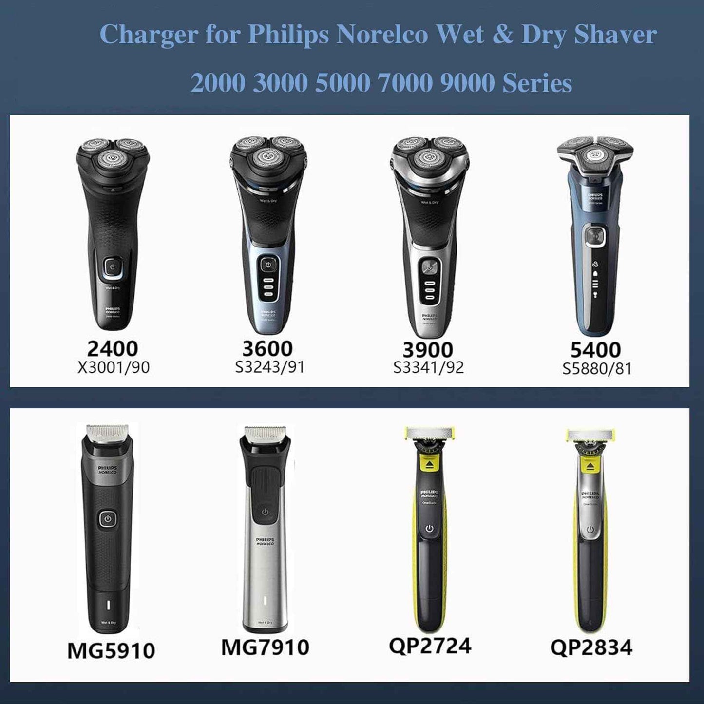 5V Charger for Philips Norelco Shaver 2400 3900 MG3919, Compatible with Phillips Norelco Wet & Dry Series 2000 5000 7000 3000 USB Charging Cable