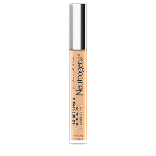 Neutrogena Healthy Skin Radiant Brightening Cream Concealer with Peptides & Vitamin E Antioxidant,Lightweight Perfecting Concealer Cream,Non-Comedogenic,Sugar Light 03 with warm undertones,0.24 oz