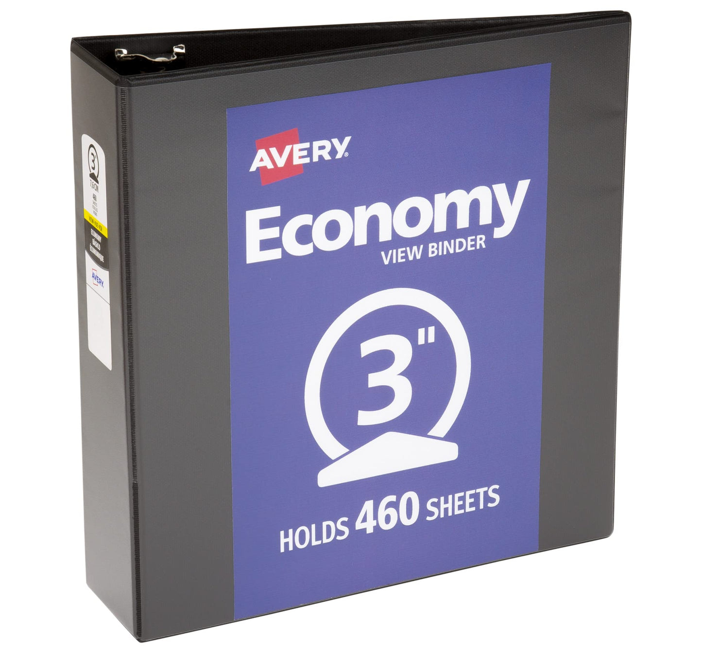 Avery Economy View 3 Ring Binder, 3" Round Rings, 1 Black Binder (05740)