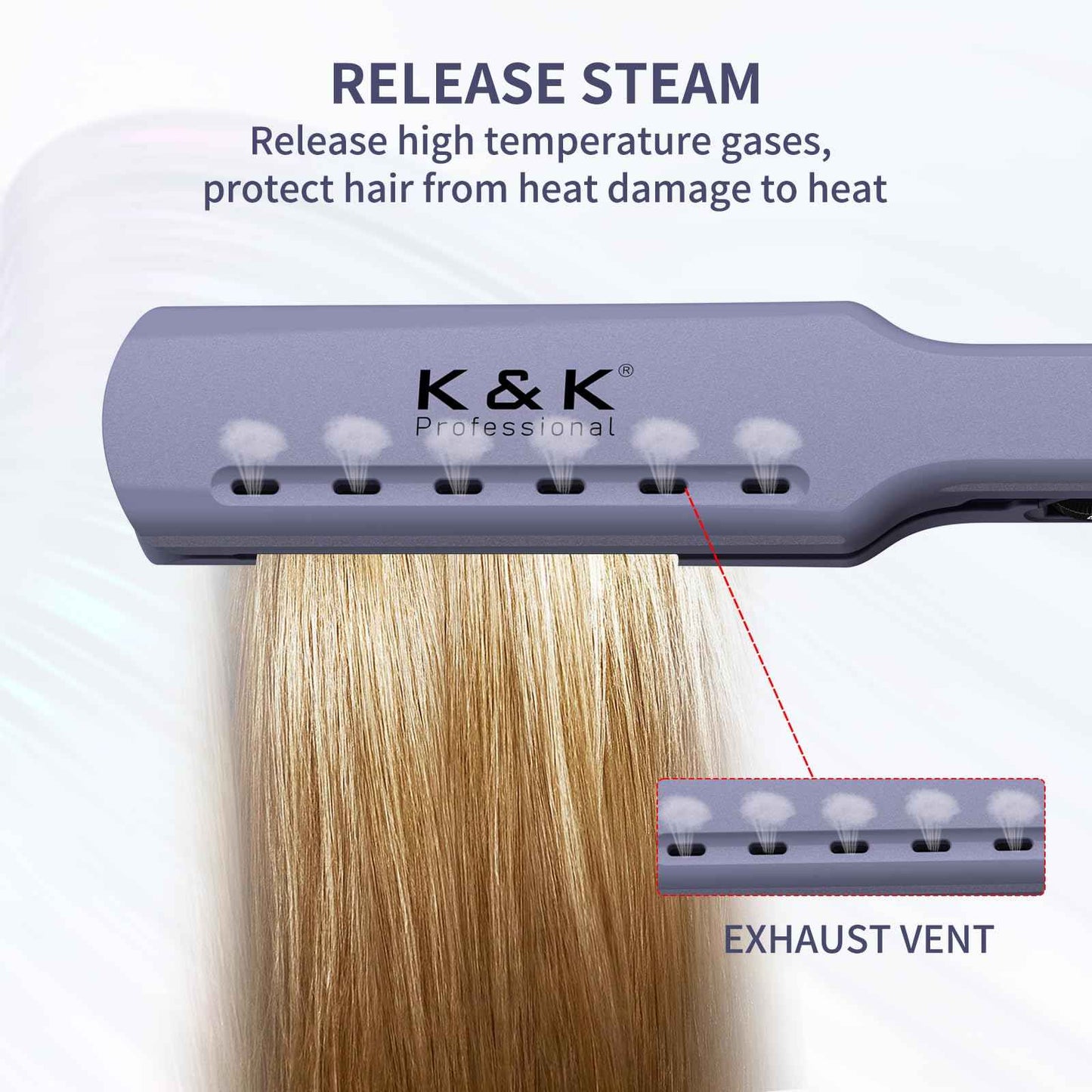 K&K 1.73 Hair Straightener for Thick Hair, Extra Wide Flat Iron with Adjustable Temperature(290-450℉) Ceramic Coated Floating Panel, 30s Fast Heating, Dual Voltage, for Thick Curly Hair