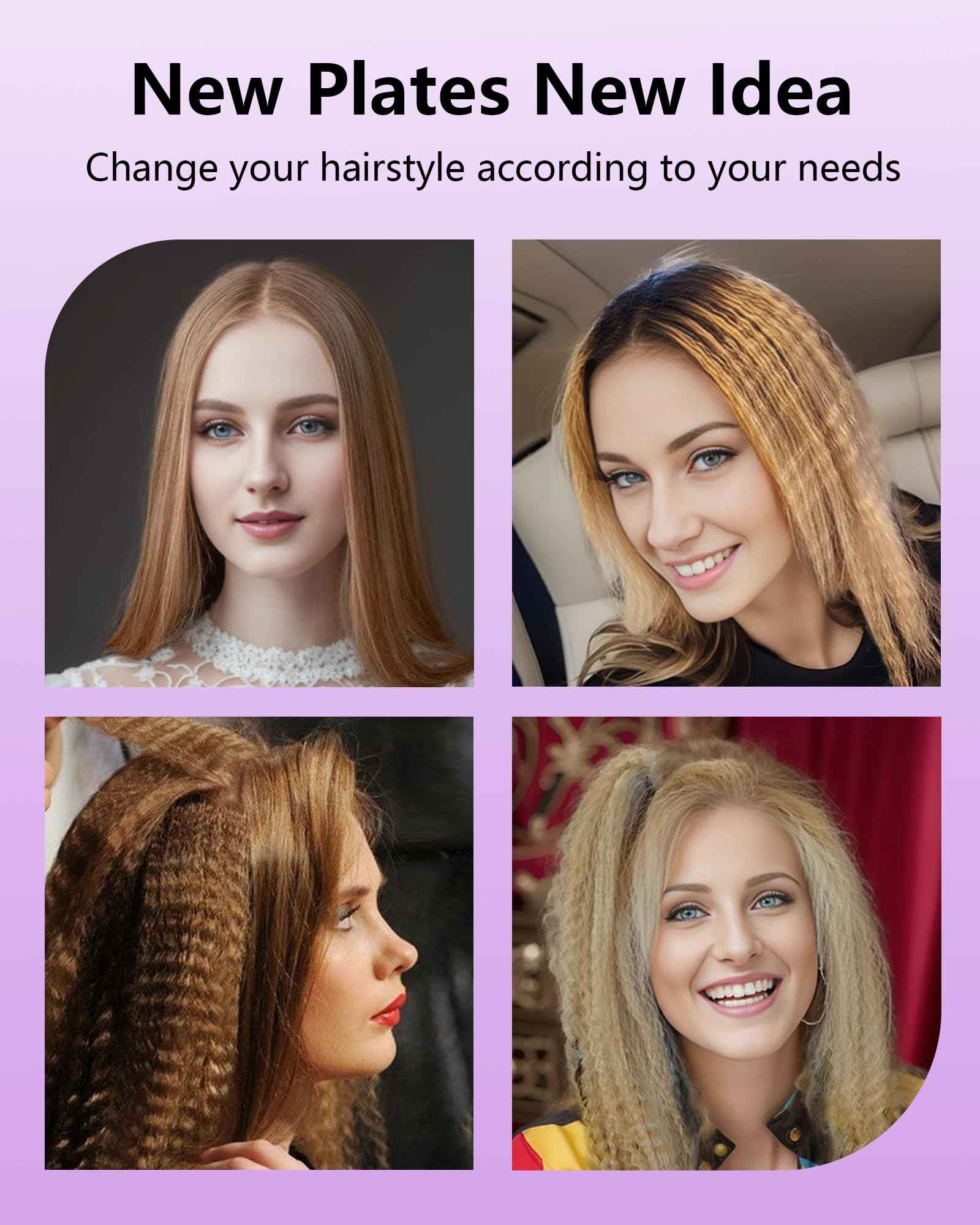 DSHOW Hair Crimper for Women with 4 Interchangeable Plates, Crimper Hair Iron Volumizing Flufft Hairstyle Crimping Iron for Hair with 5 Heat Settings & 60 Min Auto Off