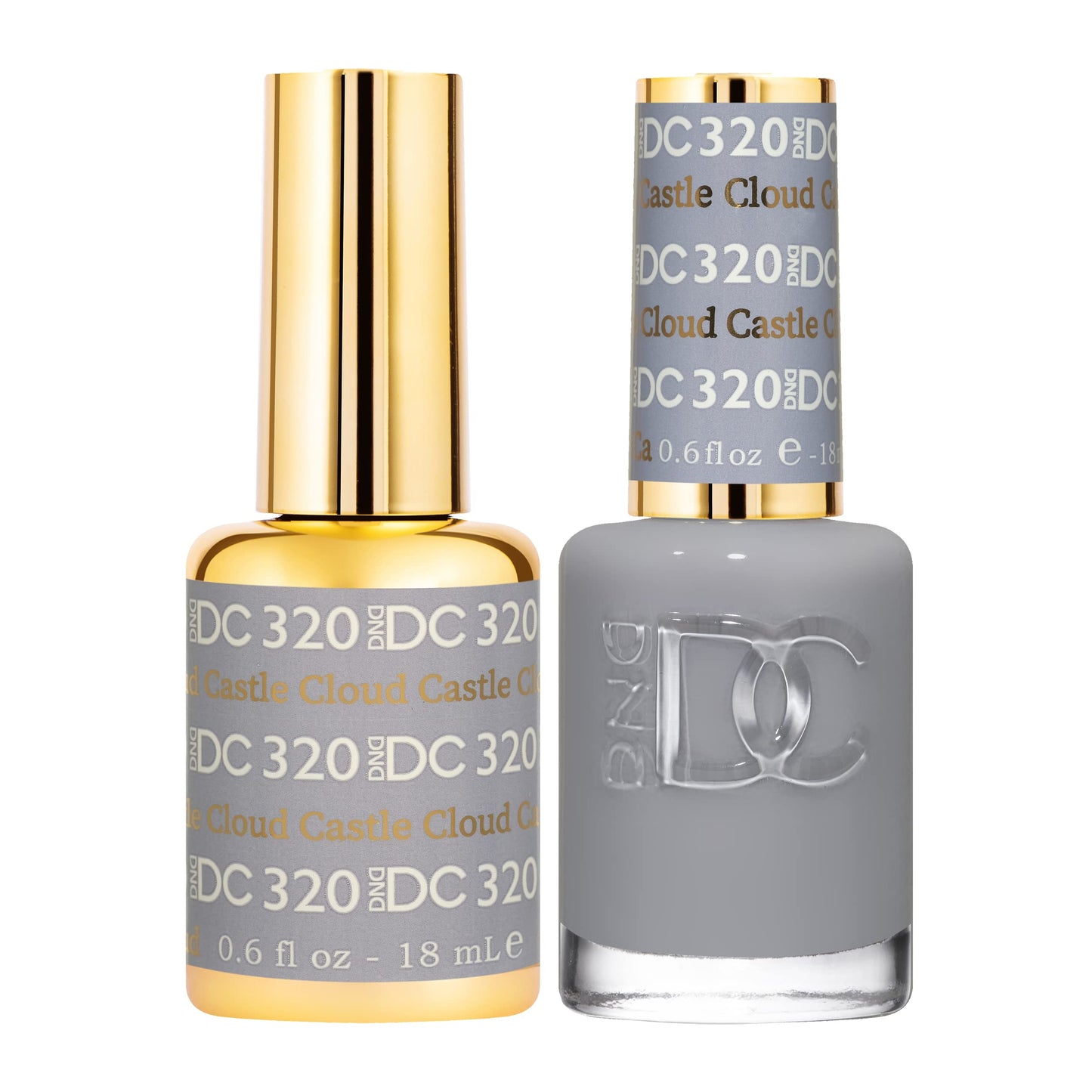 DND DC Gel Polish Set, Grey Collection, UV/LED Gel Polish and Air Dry Nail Lacquer, Matching Chip-Free Polish Duo, 320 Cloud Castle, 0.5 Fl Oz