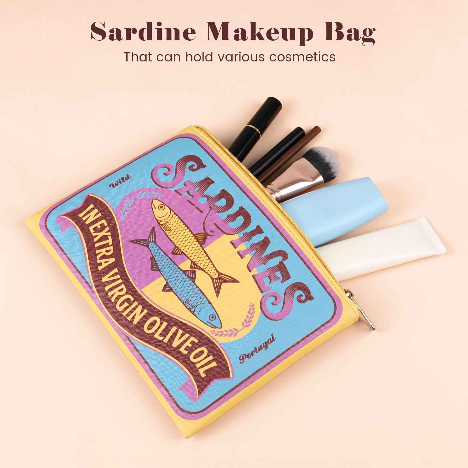 Sardines Makeup Bag, Funny Sardine Bag,Small Makeup Bags,Creative Cute Makeup Bags,Portable Travel Toiletry Pouch,Coquette Make up Pouch for Women