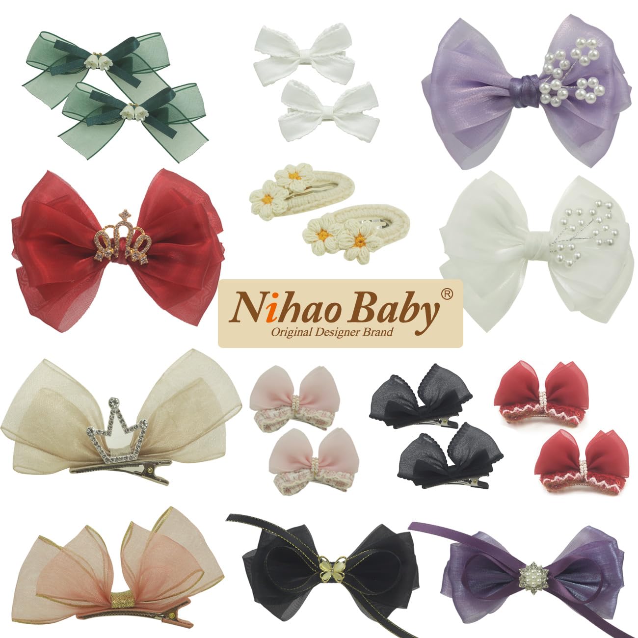 Dark Purple Bow for Girls Women Organza Ribbon Layered Hair Clip for Her Gift -1Pcs