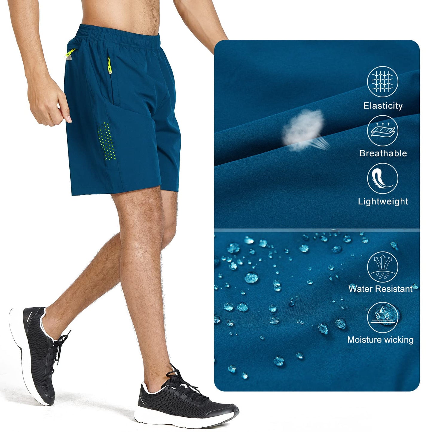 NORTHYARD Men's Athletic Running Shorts Quick Dry Workout Shorts 7"/ 5"/ 9" Lightweight Sports Gym Basketball Shorts Hiking Exercise Seablue S