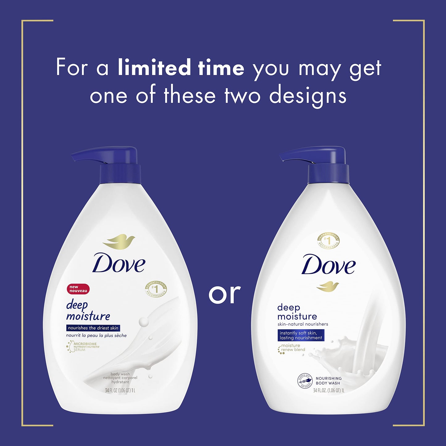 Dove Body Wash with Pump with Skin Natural Nourishers for Instantly Soft Skin and Lasting Nourishment Deep Moisture Cleanser That Effectively Washes Away Bacteria While Nourishing Your Skin 34 oz 3 Count