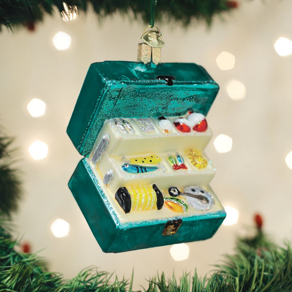 Old World Christmas Fisherman Collection Glass Blown Ornaments for Christmas Tree Tackle Box