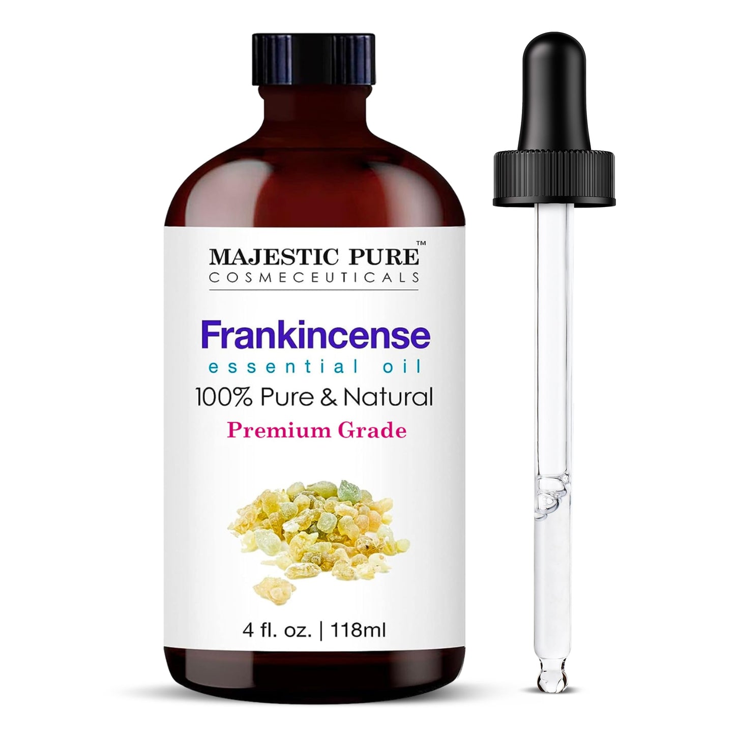 MAJESTIC PURE Frankincense Essential Oil | 100% Pure and Natural Frankincense Oil | Premium Grade Essential Oils for Hair Care, Home Diffusers, Skin, Aromatherapy, Massage and Humidifiers | 4 Fl Oz