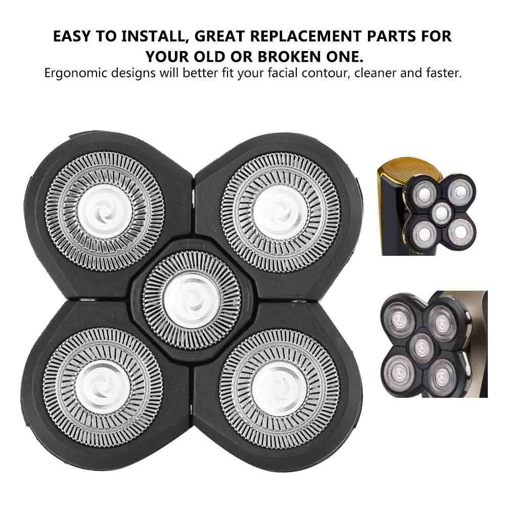 LUCKDANO Men Electric Shavers Replacement Head Electric Beard Shaver 5 Blade Rotating Head Accessory Replacement (Spare 5 Blades)