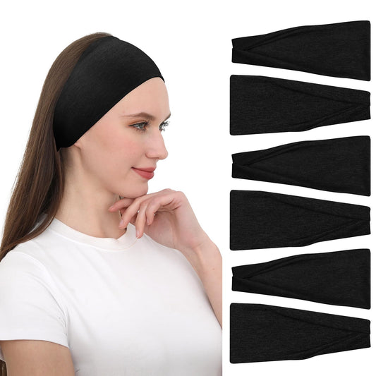 RITOPER Black Workout Head Bands for Women's Hair, Buttery Soft Non Slip Wide Black Headbands Hair Bands for Women's Hair, Thick Headbands for Fashion, Yoga, Running, Spa Day, Sports, Travel
