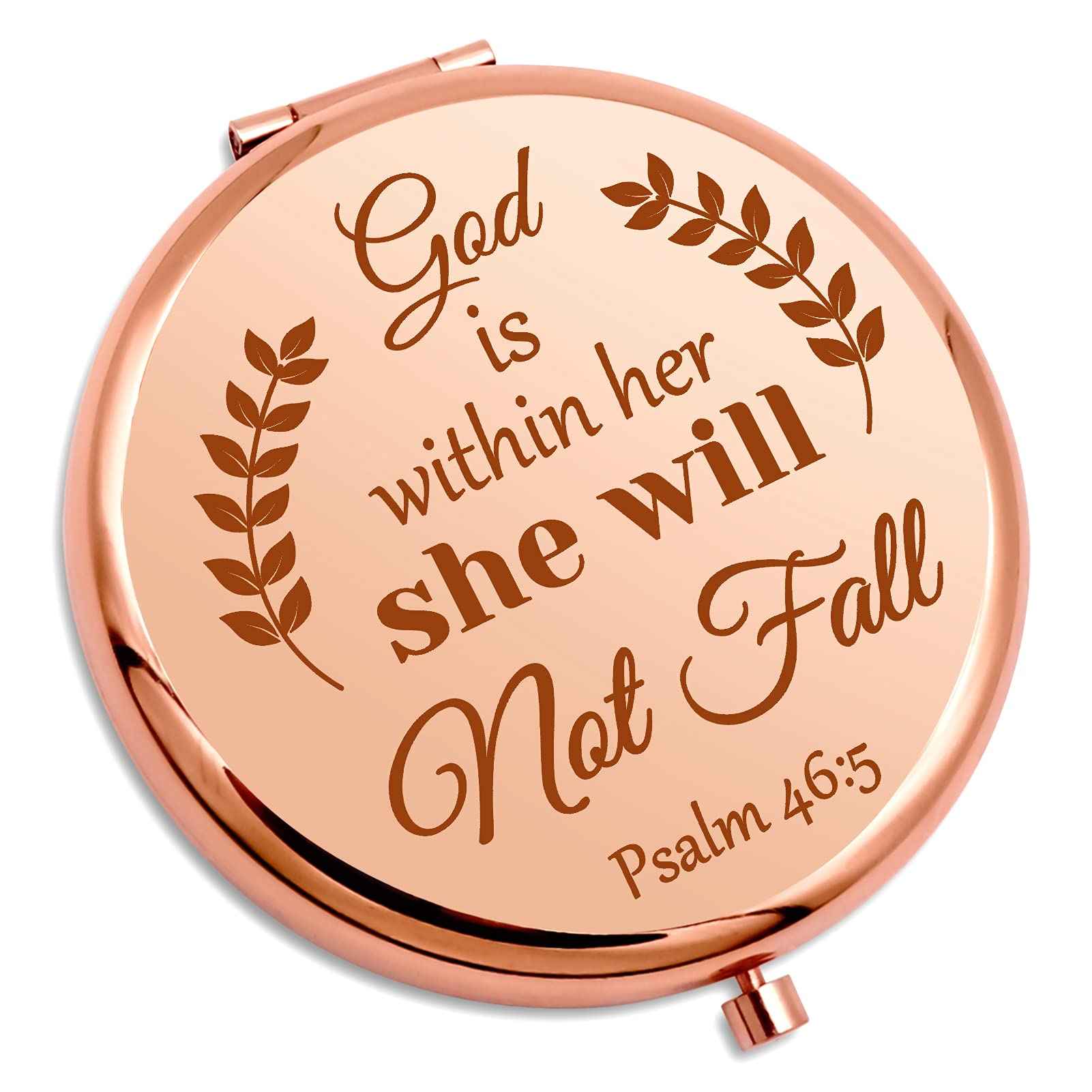 Gevody Bible Verse Gifts Christian Gift Inspirational Gift for Women Compact Mirror Religious Gift Baptism Gift for Girl Goddaughter Godmother Easter Prayer Birthday Gift Personal Makeup Mirror