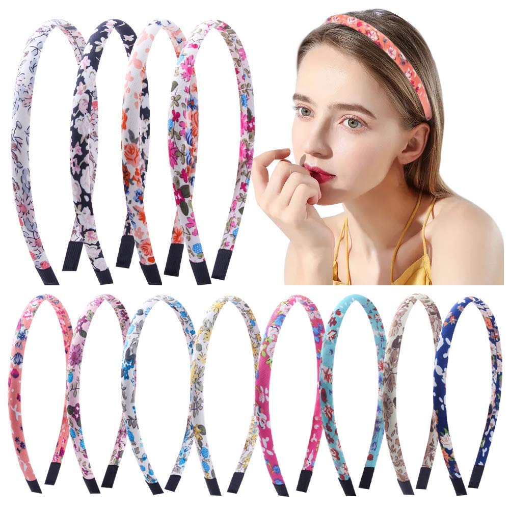 Candygirl DIY Satin Girls headbands Floral Hairbands Fall Head Bands for Women Girls Value Pack (floral)