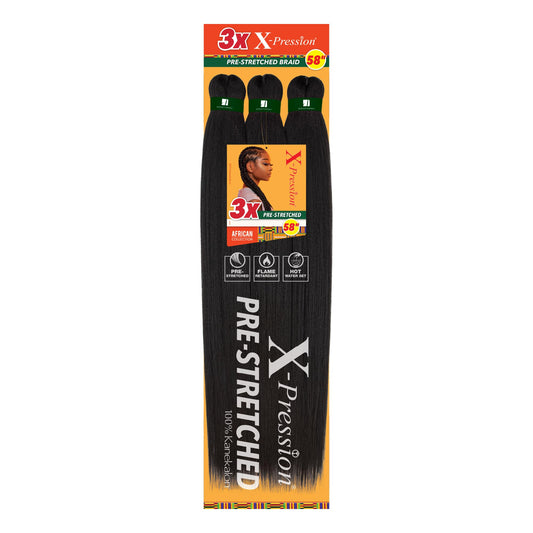 Sensationnel Xpression prestretched braiding hair - 3x xpression 58-inch kanekalon flame retardant smooth yaki braid - 3x x-pression 58 inch (2 pack, 2 DARKBROWN)