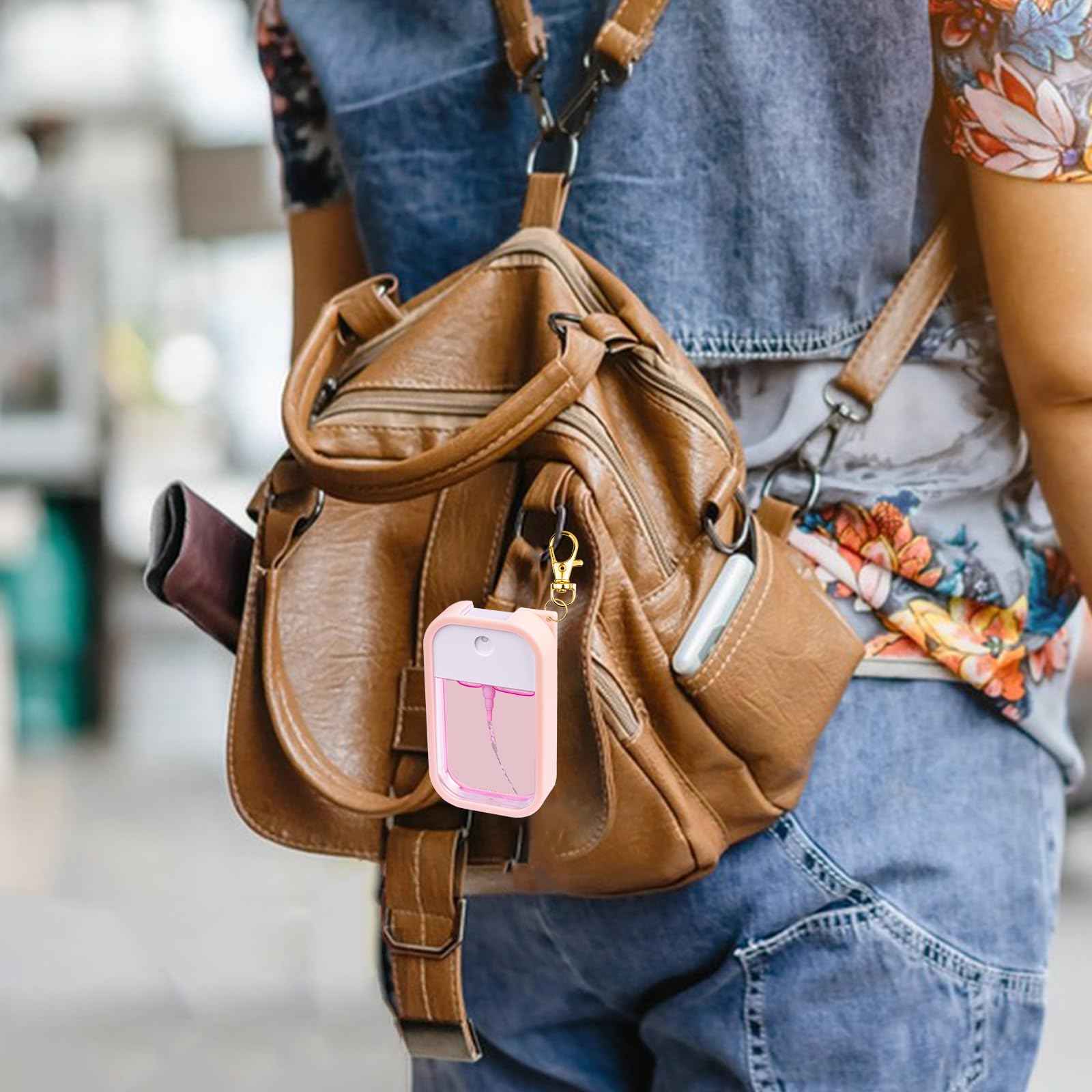 COCGVEL Silicone Case Compatible with Touchland Hand Sanitizer Spray, Protective Case with Keychain for Power Mist and Glow Mist 1 fl oz, Hand Sanitizer Spray Accessory (Colourful 1, 3 Pack)