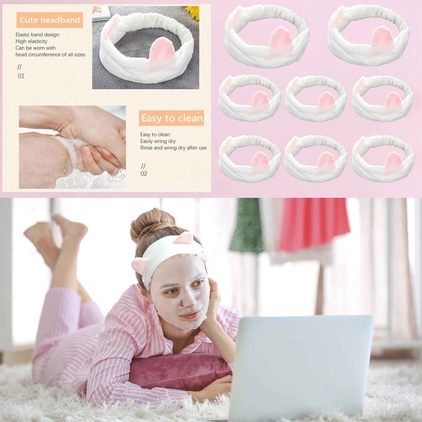 48 Pcs Spa Party Supplies for Girls, Facial Masks,Under Eye Patches,Hand Cream, Lip mask,Headband and Organza Bags, Spa Party Favors, Home Spa Kit Sleepover Set,Gifts for Women Sleepover Party Favors