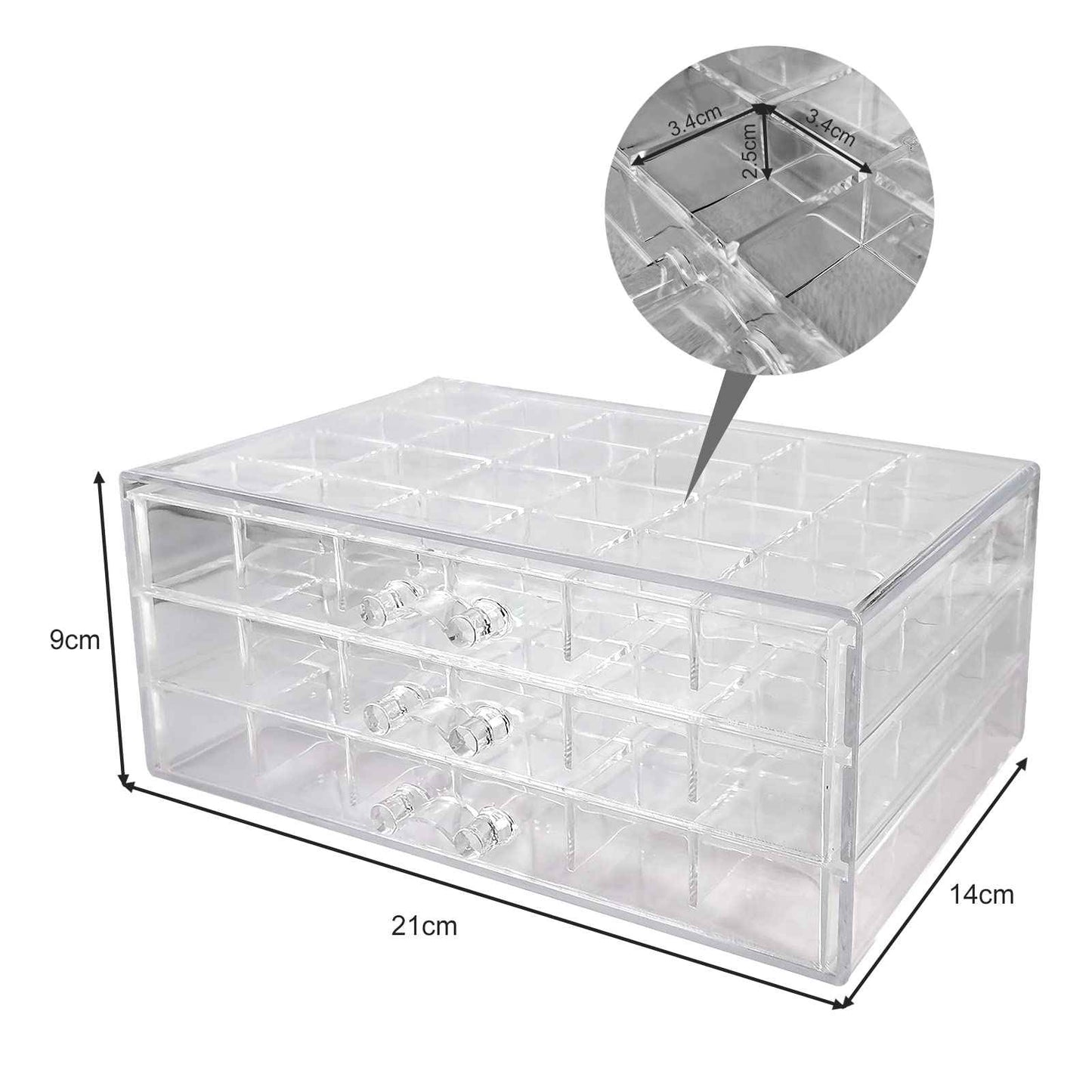 Guolich 3 Tier 72 Lattice Nail Organizers and Storage Clear Acrylic Nail Jewellery Accessories Storage Case Holder Shelves Display Rack Stand for Painted Glue,Brushed Glue,Carving Glue Nail Table