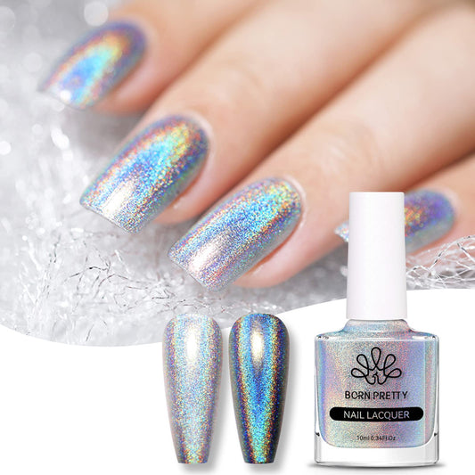 Born Pretty Sequin Single Silver Nail Polish HolographicSparkle Gel Polish Stick Nail Art Varnish 10ML