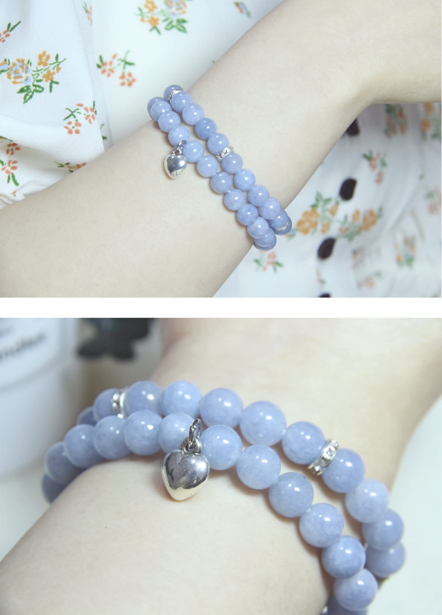 Healing Bracelets for Women - Aquamarine Bracelet - Healing Prayers Crystal Bracelet, 8mm Natural Stone Anti Anxiety Stress Relief Yoga Beads Get Well Soon Gifts