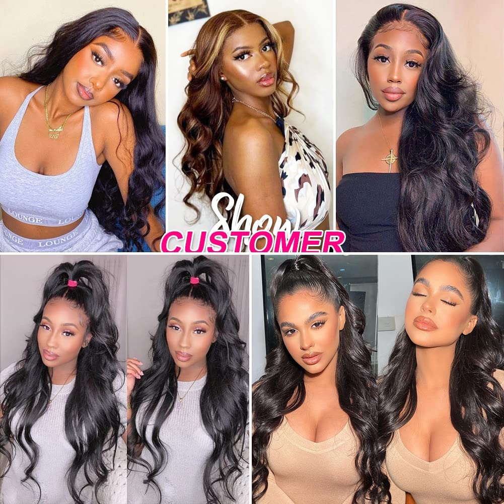 Pizazz Body Wave Lace Front Wigs Human Hair Pre Plucked with Baby Hair 180 Density Glueless Human Hair Wigs for Women 13x4 HD Transparent Lace Front Wigs with Natural Hairline(26 Inch)