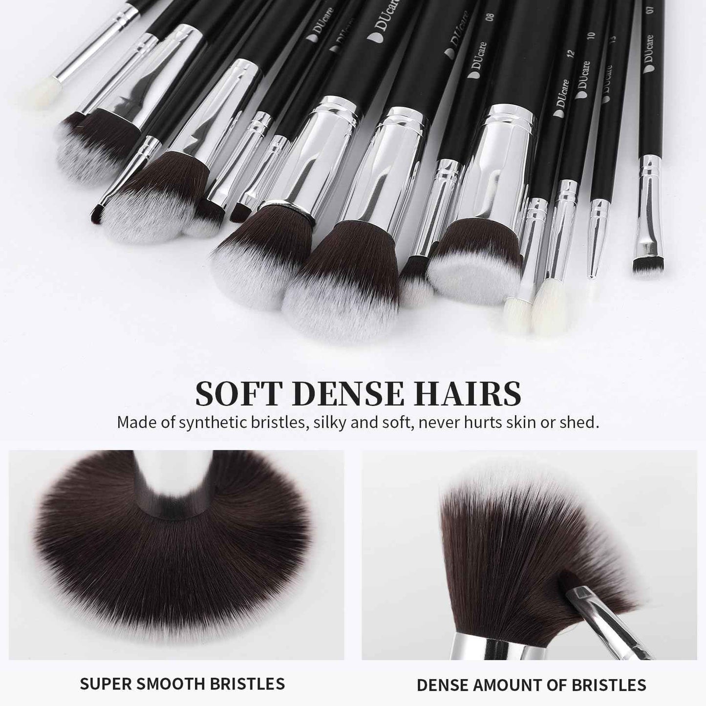 DUcare Makeup Brushes with Bag,15Pcs Christmas Makeup Brush Set Travel Kabuki Foundation Blending Blush Eyeliner Shadow Brow Concealer Brushes Kit