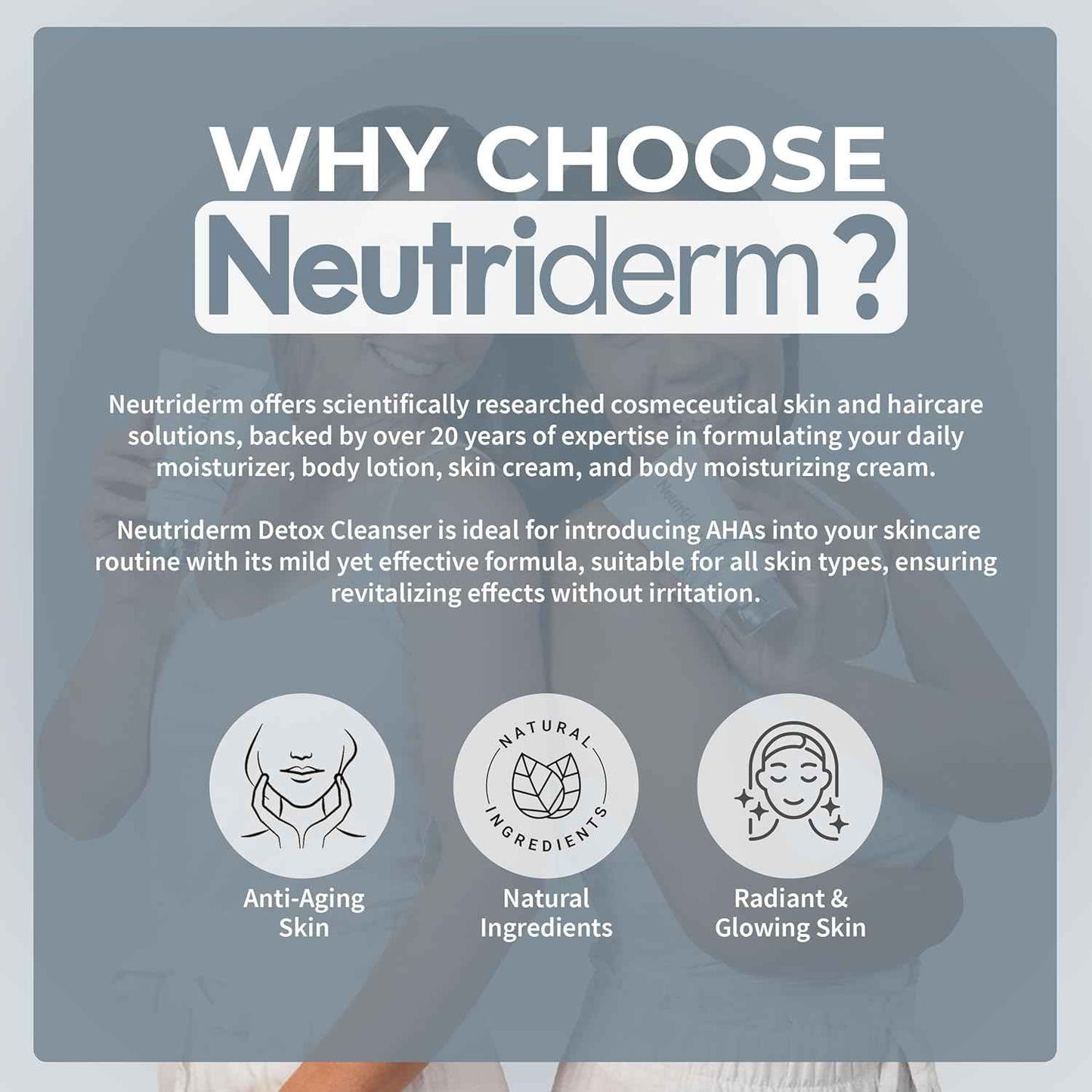 NEUTRIDERM Detox Cleanser – Gentle Glycolic Face Wash and Exfoliating Gel Cleanser for Clear, Brighter-Looking Skin – Ideal for Oily or Combination Skin – 120 mL / 4.1 fl oz