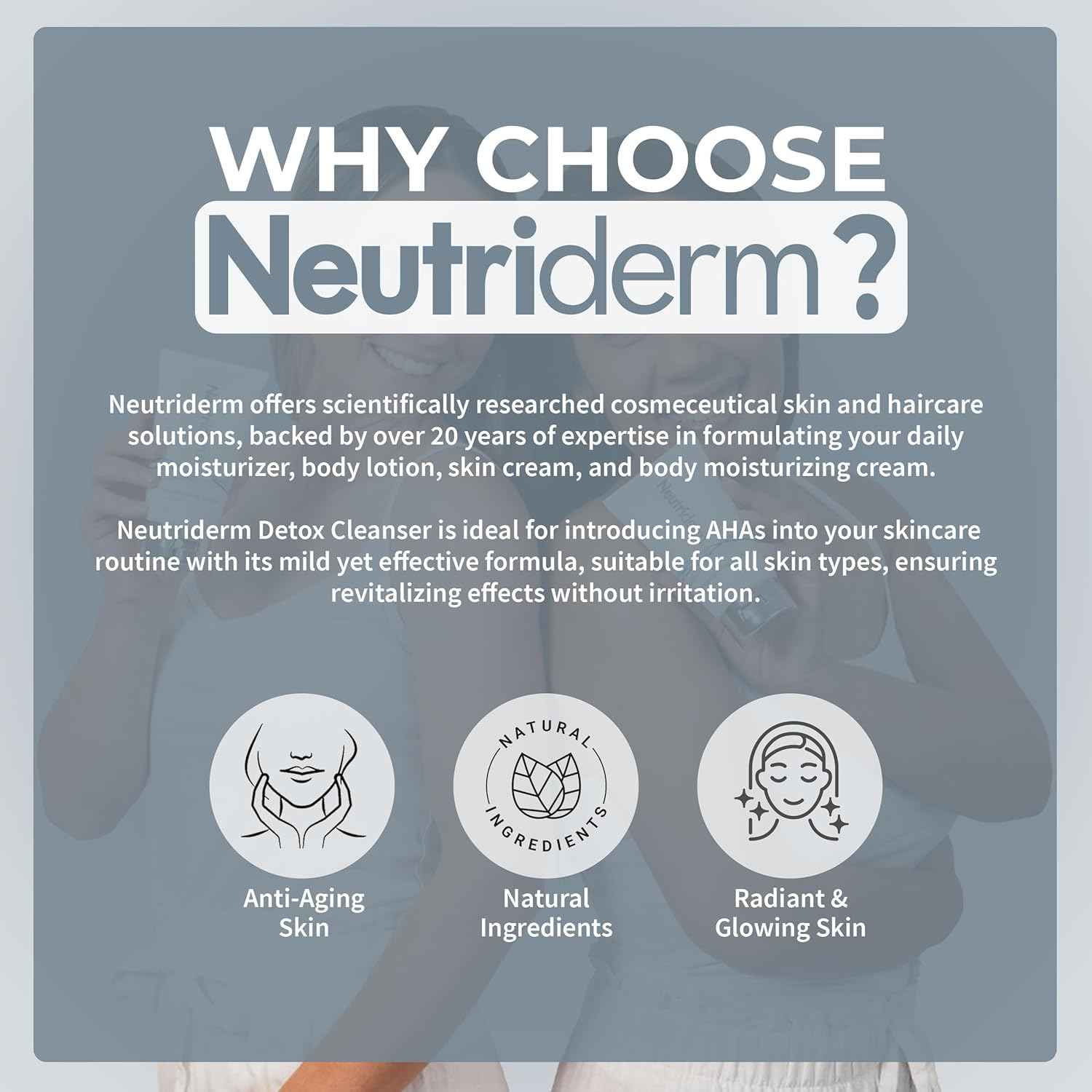 NEUTRIDERM Detox Cleanser – Gentle Glycolic Face Wash and Exfoliating Gel Cleanser for Clear, Brighter-Looking Skin – Ideal for Oily or Combination Skin – 120 mL / 4.1 fl oz