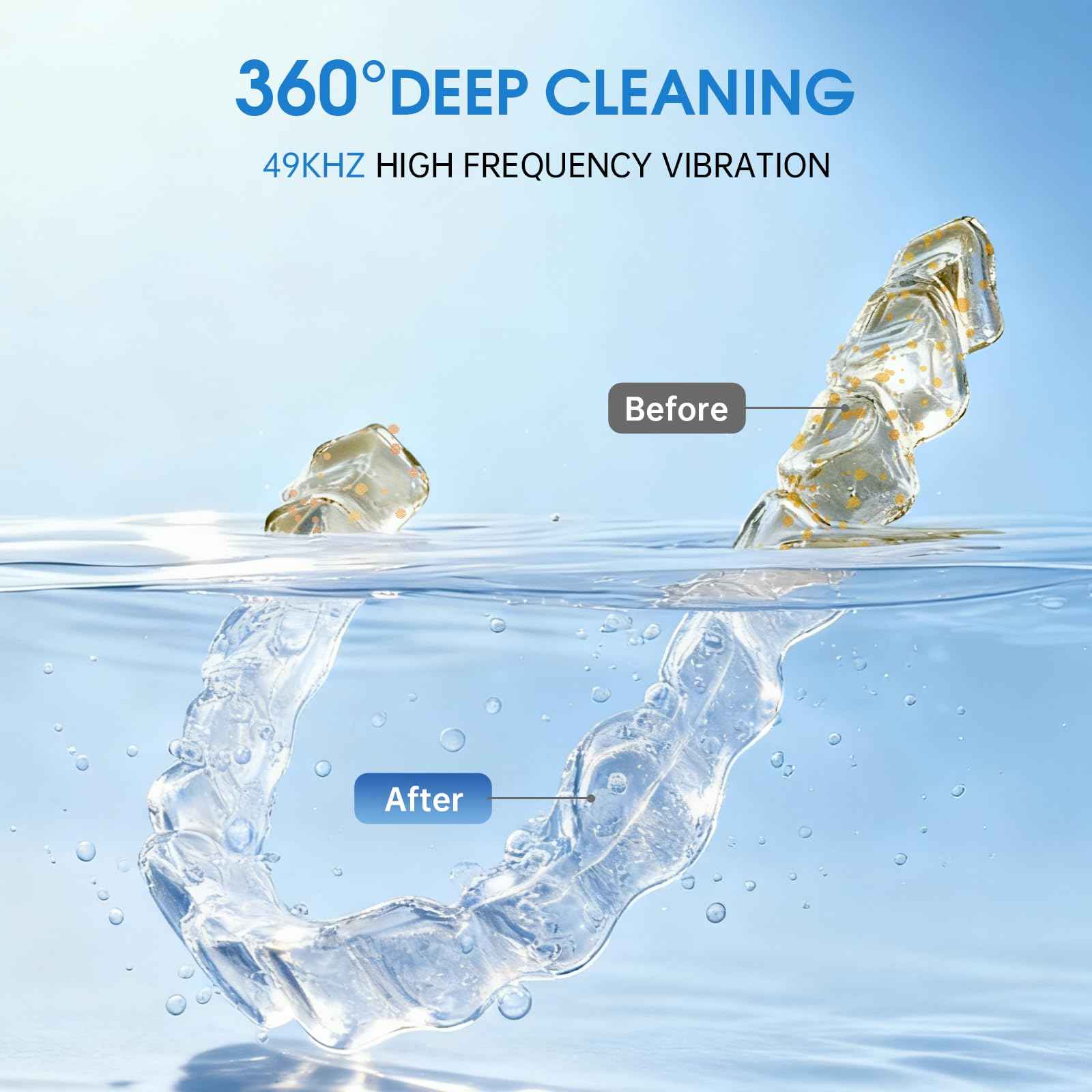 Ultrasonic Retainer Cleaner with UV Light, 49kHz Dental Ultrasonic Cleaner Machine with Digital Timer,Stainless Steel Tank for Retainers, Aligners, Dentures, Night Guards & Jewelry-White