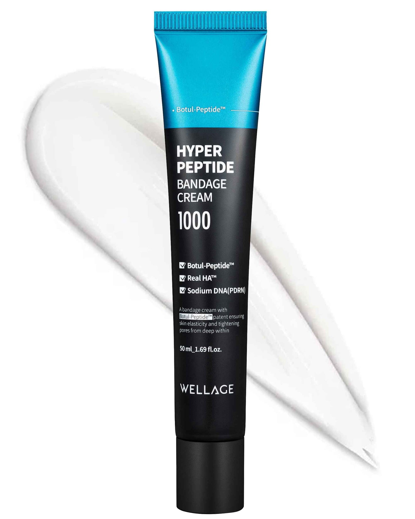 WELLAGE Hyper Peptide Bandage Cream - High-Peptide with Hypoallergenic Salmon DNA PDRN Panthenol Ceramide, Advanced Anti-Aging Korean Face Cream, Pore Elasticity, Plumping, Evens Texture, 1.69 oz