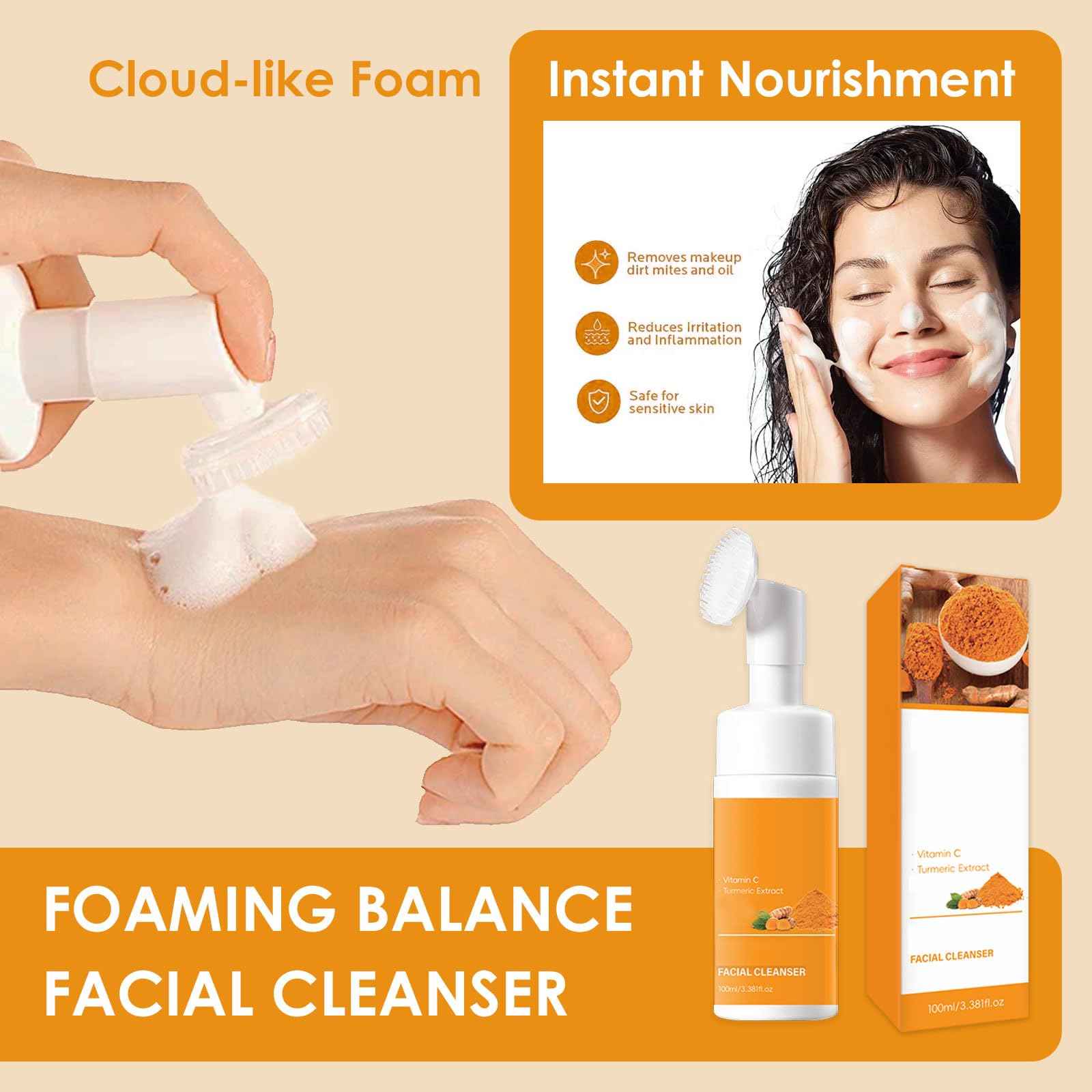 Turmeric Wash and Care Three Piece Set – Turmeric Face Wash with Brush, Exfoliating Facial Pads, Cleansing Soap Bars (2PC) & Turmeric Oil – Jabon de Curcuma, Natural Skincare for Face & Body