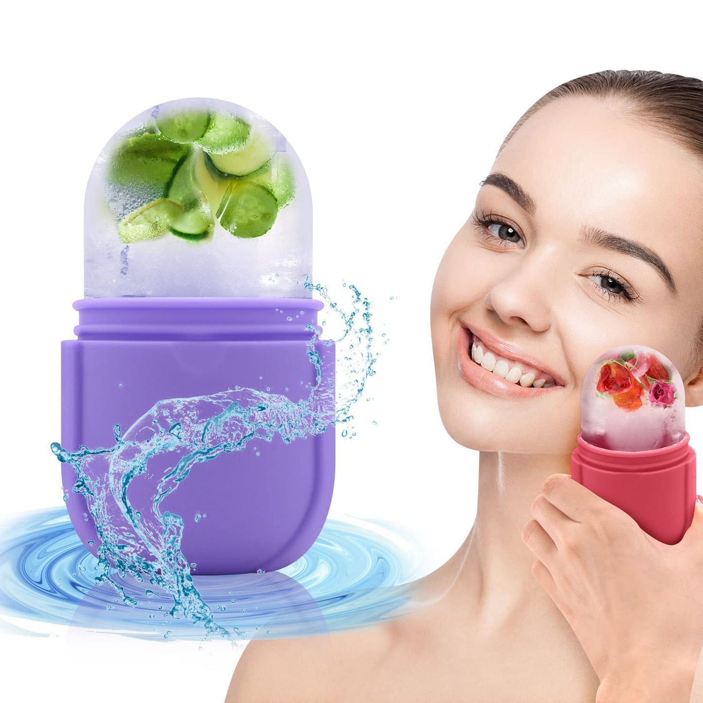 Ice Roller for Face and Eye, Ice Face Roller,Facial Beauty Ice Roller Skin Care Tools, Ice Facial Cube, Gua Sha Face Massage, Silicone Ice Mold for Face Beauty (Purple)