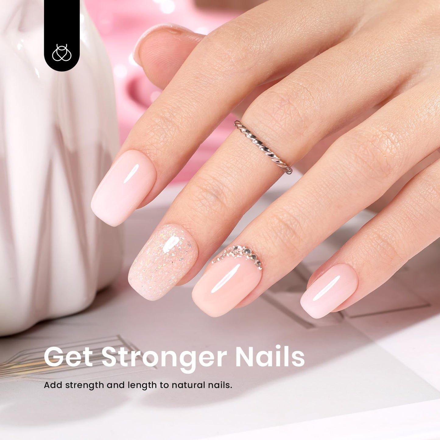 Beetles Builder Gel for Nails, 5 in 1 Builder Strengthener Gel Nude Color Jelly Gel Beige Gel Building Extension Nail Gel Cover Gel Nail Salon DIY Manicure Nail Art Design for Women