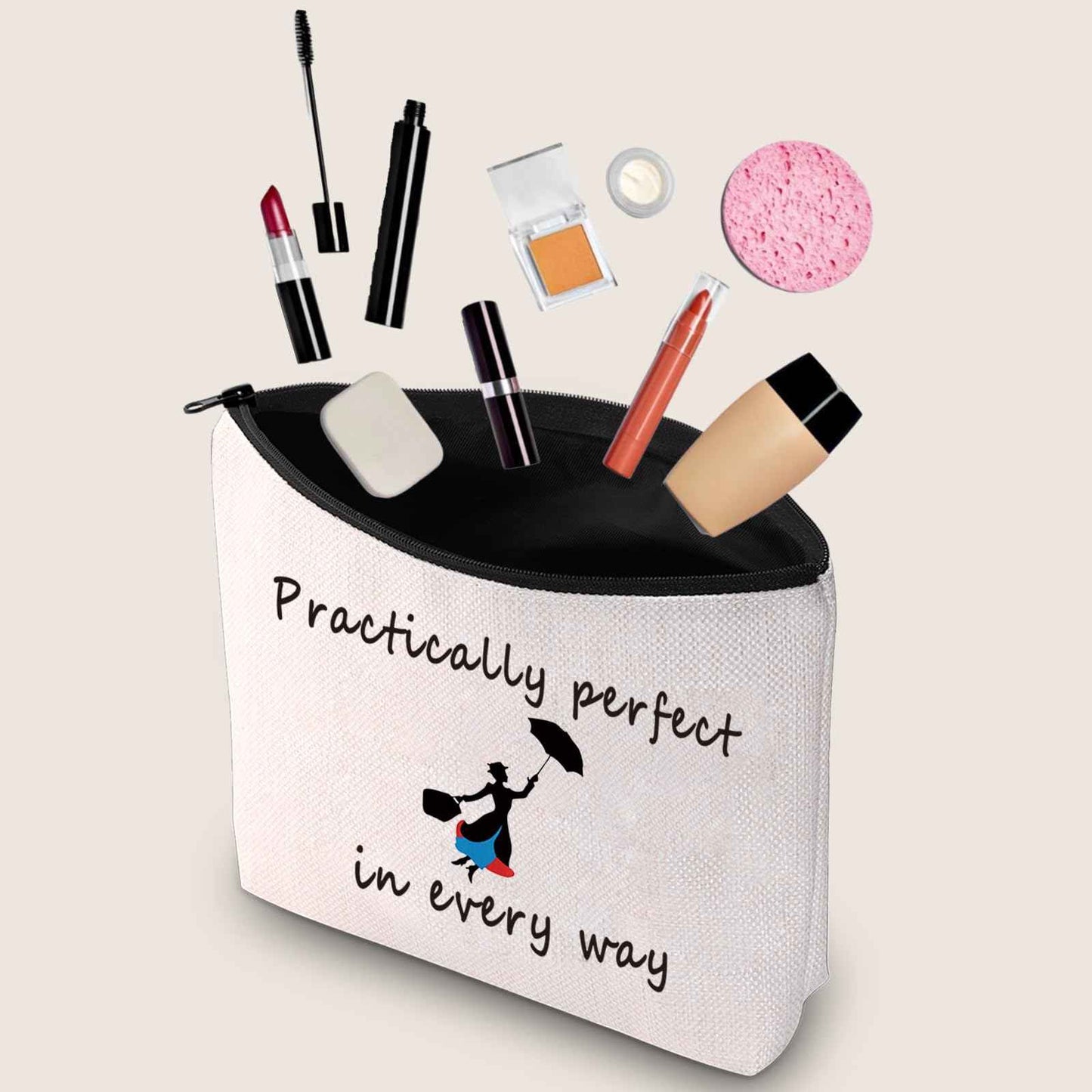 JXGZSO Mary Quote Makeup Bag Pencil Bag Practically Perfect in Every Way Movie Inspired Gift