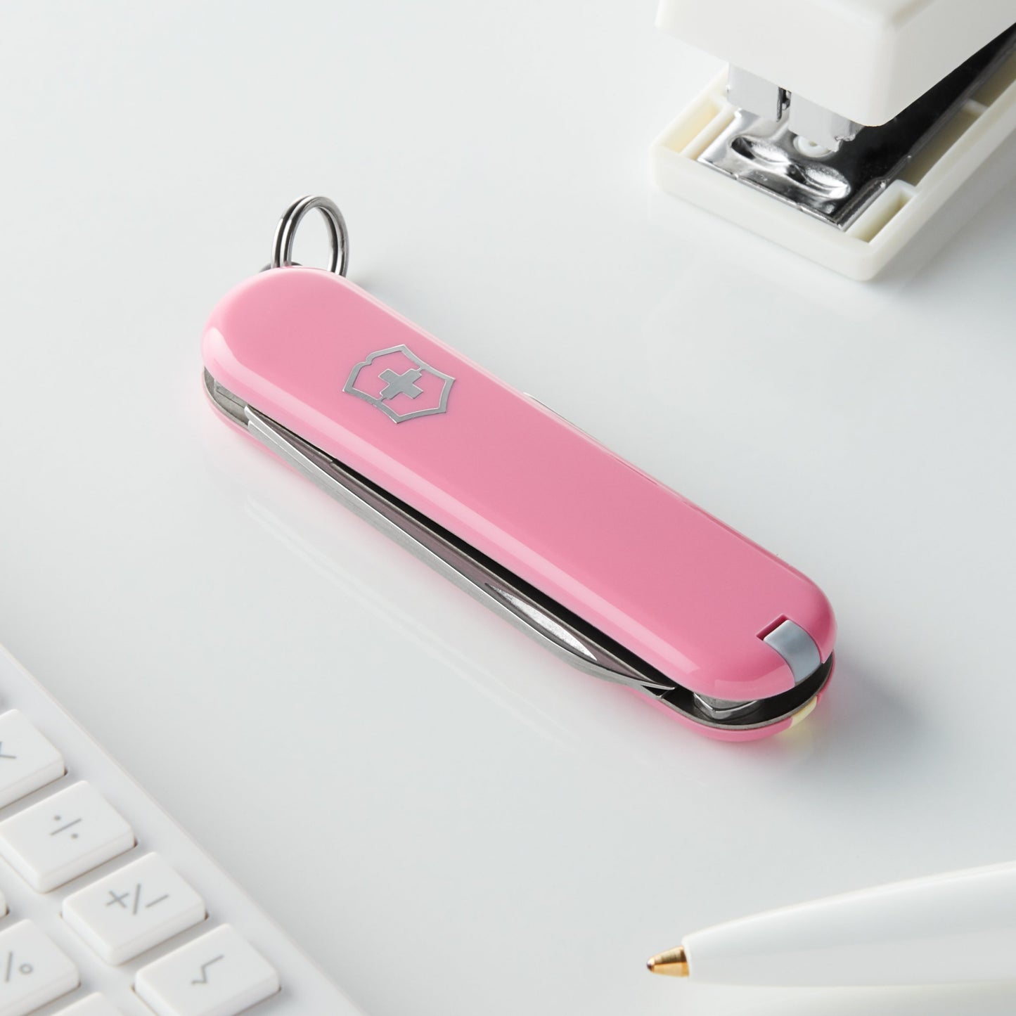 Victorinox Classic SD Swiss Army Knife, Compact, 7 Functions, Swiss Made Pocket Knife with Small Blade, Screwdriver and Key Ring - Cherry Blossom (Pink)