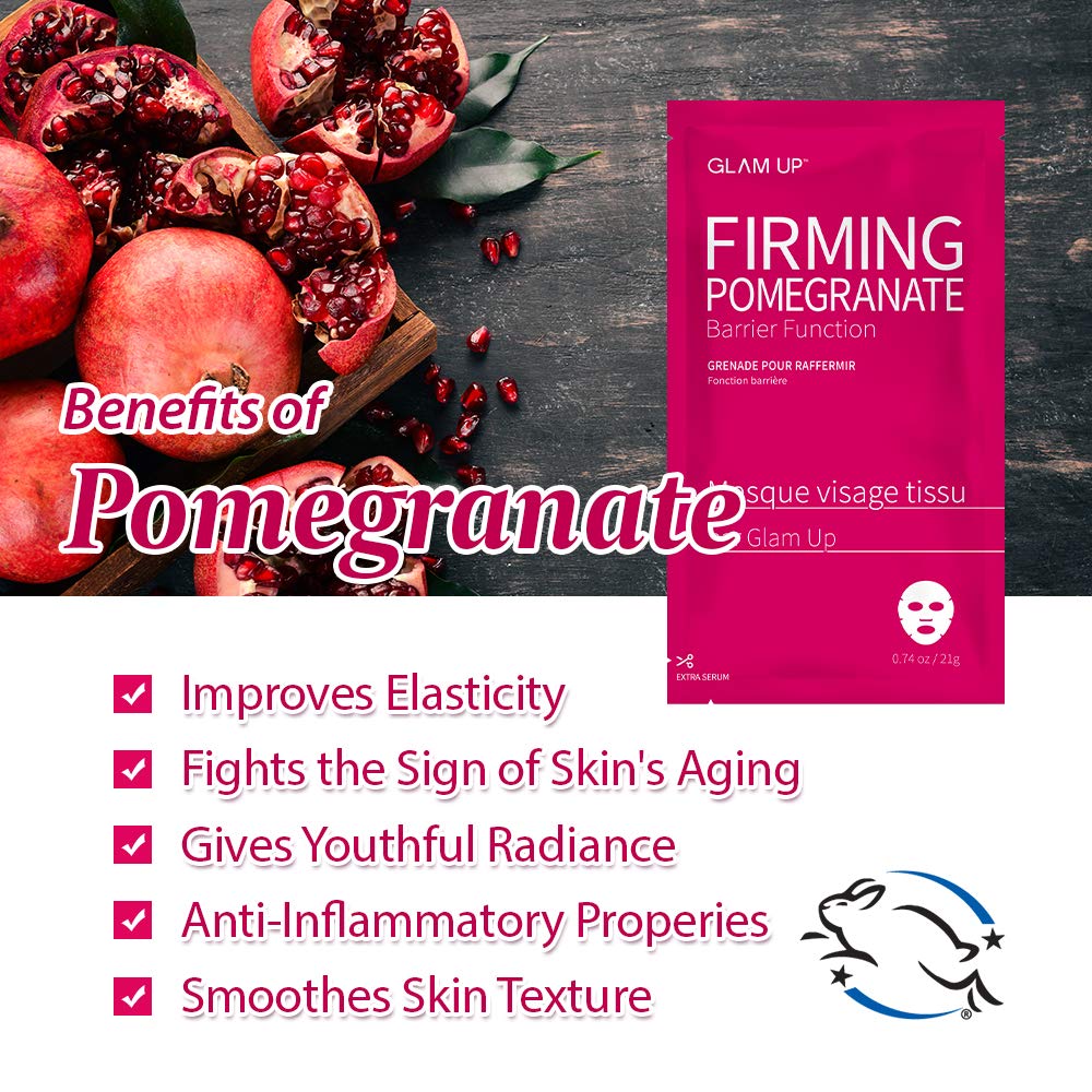 GLAM UP Sheet Mask Firming Pomegranate (10 sheets) - Strengthen Skin Barrier