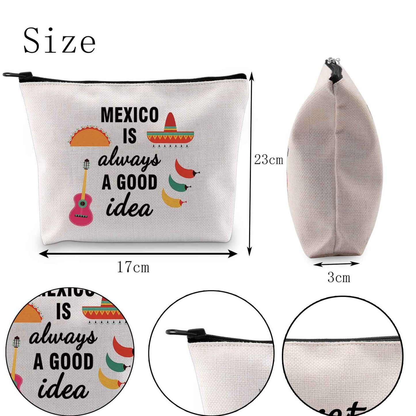 POFULL Mexico Bachelorette Party Gift Mexico Vacation Birthday Gift Mexico Is Always A Good Idea Zipper Makeup Bags Travel Toiletry Bag Accessories (Mexico Is Always A Good Idea bag)