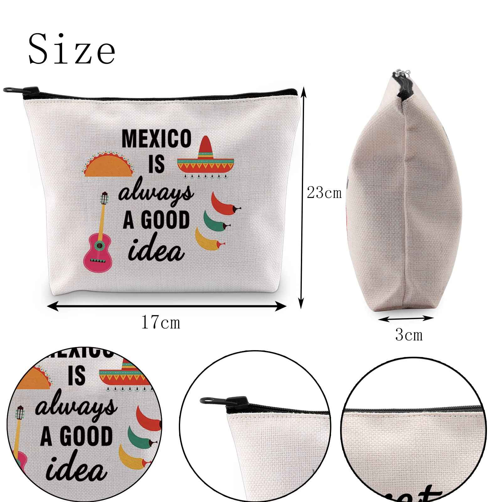POFULL Mexico Bachelorette Party Gift Mexico Vacation Birthday Gift Mexico Is Always A Good Idea Zipper Makeup Bags Travel Toiletry Bag Accessories (Mexico Is Always A Good Idea bag)