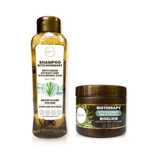 Anyeluz - Rosemary Shampoo + Rosemary Biotherapy Hair Mask, Hydration and Strengthening for your hair, Designed to Repairs Damage, For all hair types