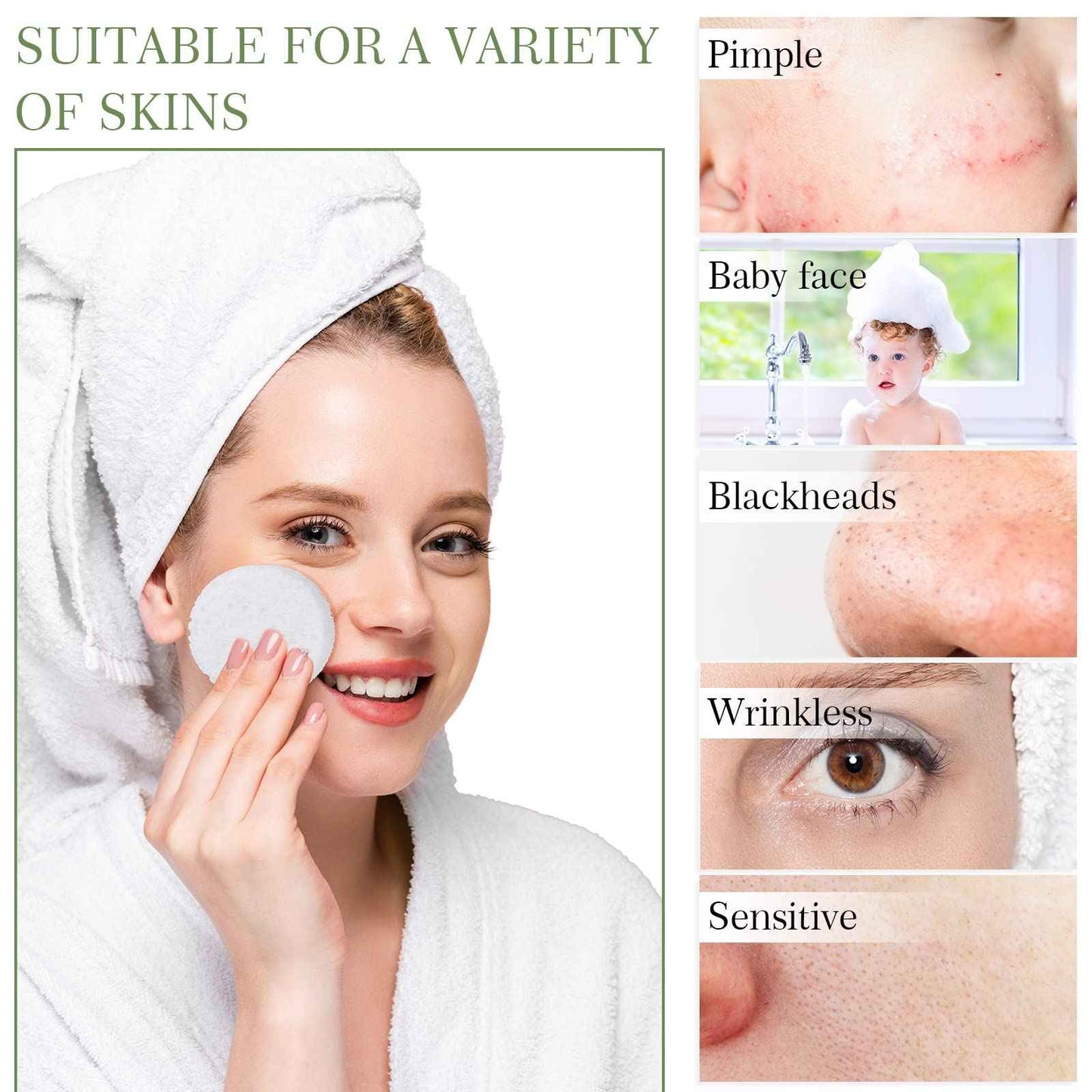 Sieral 120pcs Compressed Facial Sponges Disposable Natural Face Sponges Round Soft Pads with Container for Washing Face Cleansing Exfoliating Esthetician Makeup Removal Travel(White)