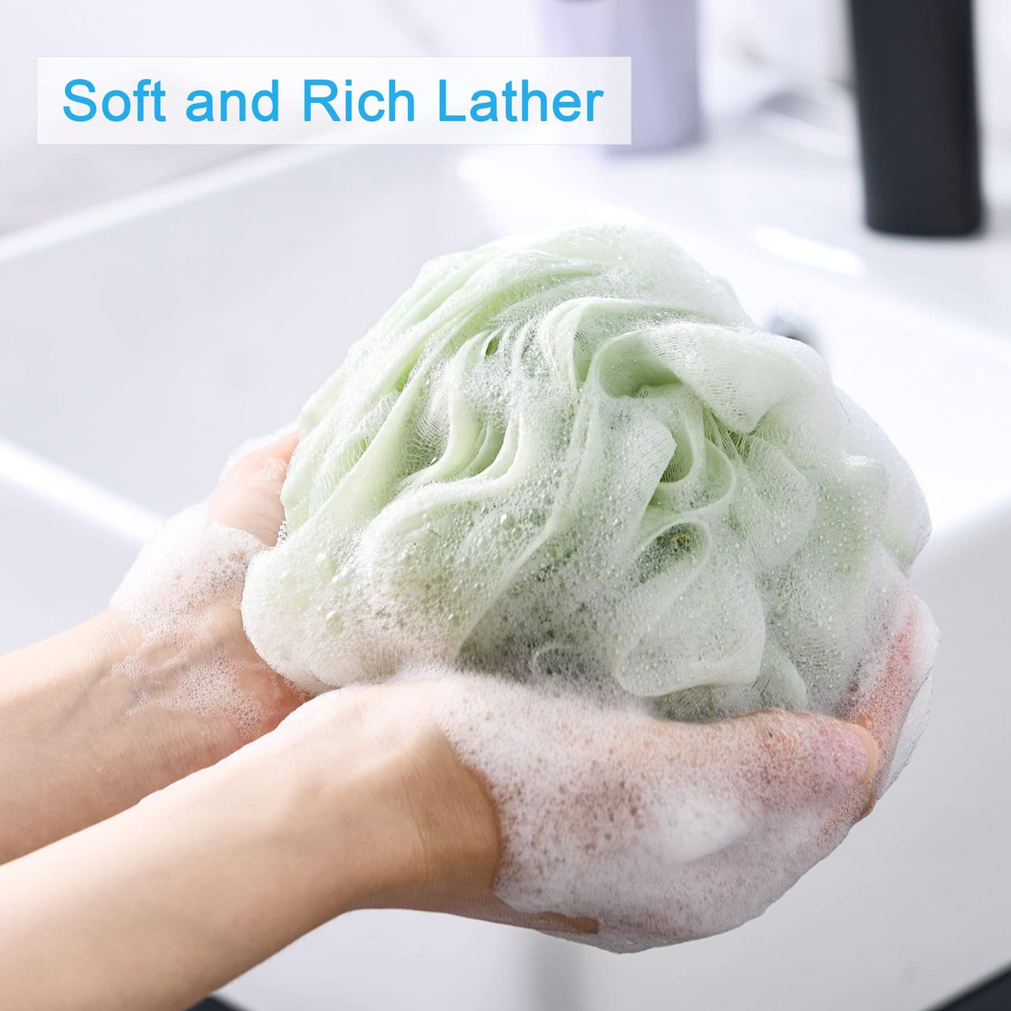 AmazerBath Loofah Sponge 60g/Piece, Exfoliating Bath Sponge Body Scrubber - Loofa Set of 4 Neutral Colors