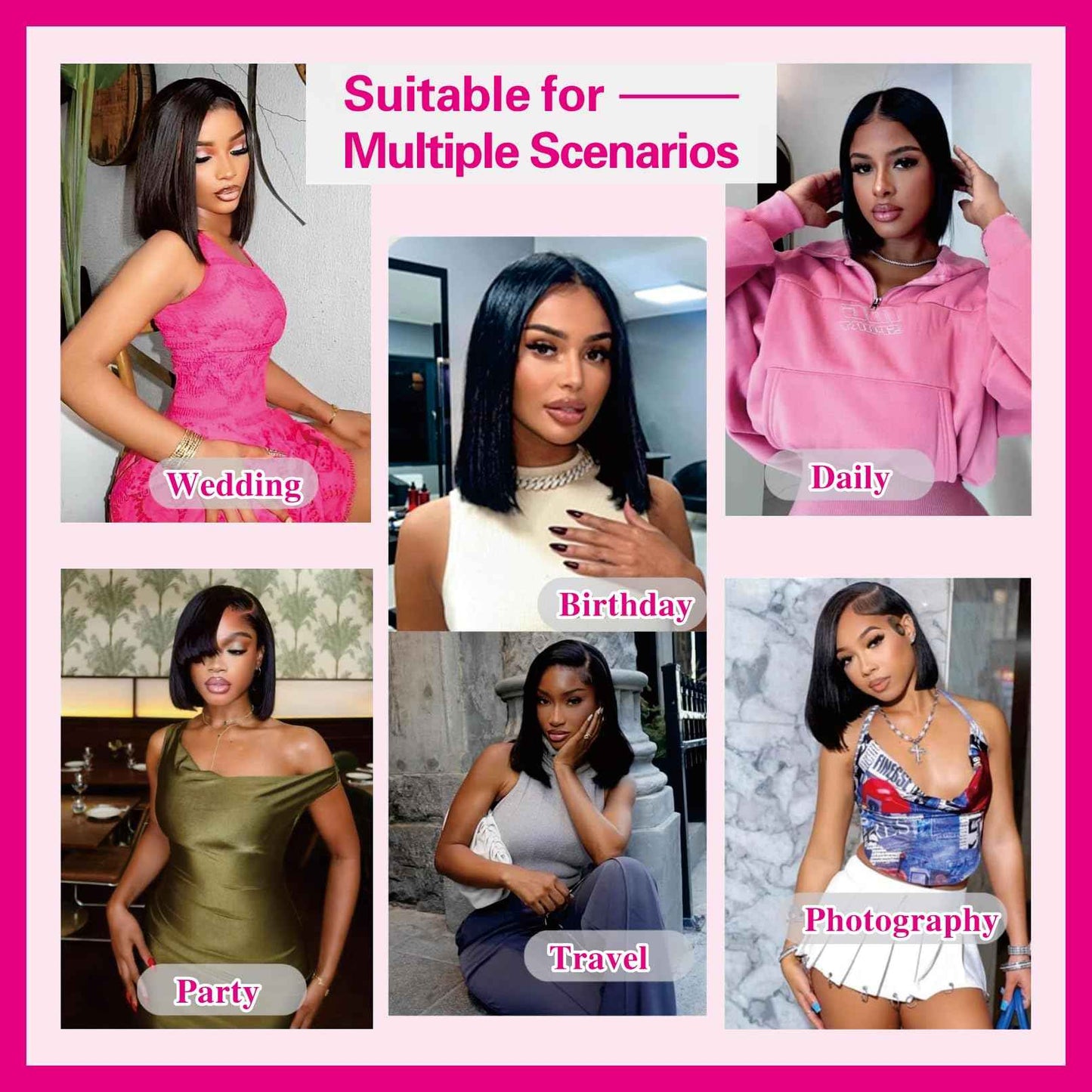 Nikiss Bob Wig Human Hair 13x6 Frontal Lace Wig Short Straight Bob Human Hair Wigs for Black Women 200 Density Pre Plucked with Baby Hair Natural Color 14 Inch